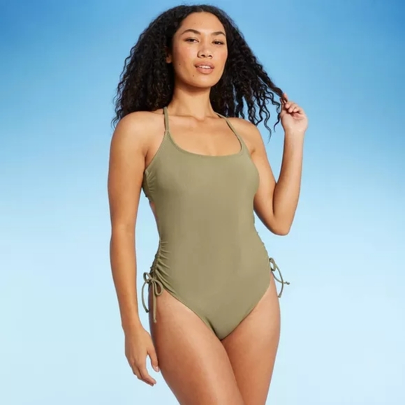 Xhilaration Swim Xhilaration Olive Green Ribbed Swimsuit Poshmark